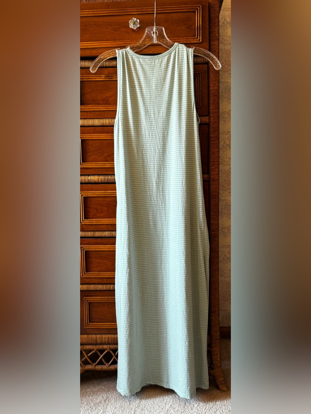 Toad&Co Samba Paseo Midi Sleeveless Dress - Green & White Striped Sz M - Picture 3 of 9
